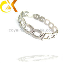 engraved stainless steel jewelry man shiny chain link polished bracelet